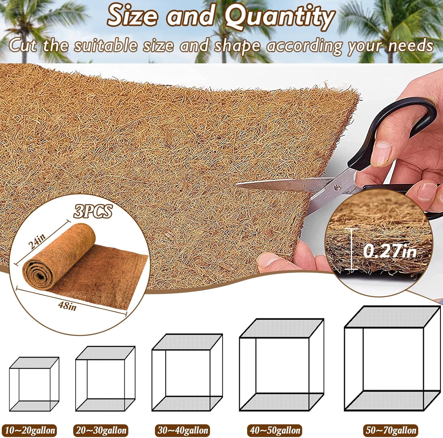3 Rolls Reptile Carpet, 24x48i – обзор и цена Substrate Coconut Fiber